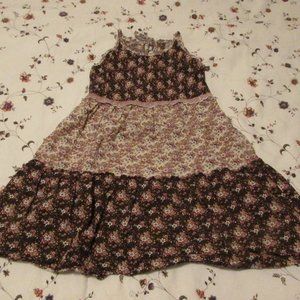 Little Miss Floral with Shades of Brown Sleeveless Summer Dress for Little Girls